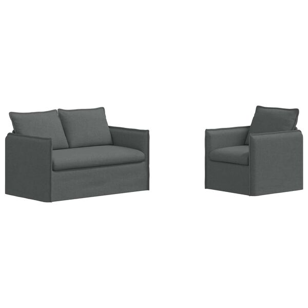 vidaXL Set de canapea 2 pcs Gri &icirc;nchis 196 x 82 x 85 cm țesătură