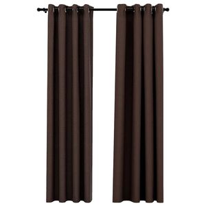 vidaXL Perdele opace, aspect p&acirc;nză, ocheți, 2 buc., taupe, 140x245 cm