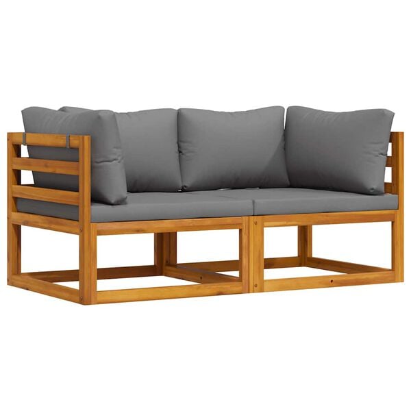 vidaXL Canapele de colț modulare cu perne, 2 buc., gri &icirc;nchis