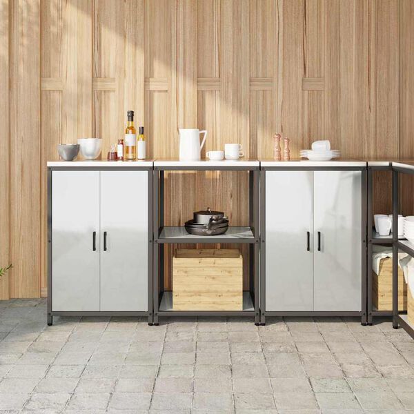 vidaXL Set de depozitare pentru bucătărie cu raft 3 pcs Argintiu