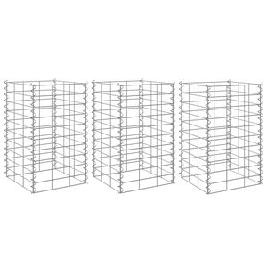 vidaXL Straturi &icirc;nălțate gabion, 3 buc., 30x30x50 cm, fier