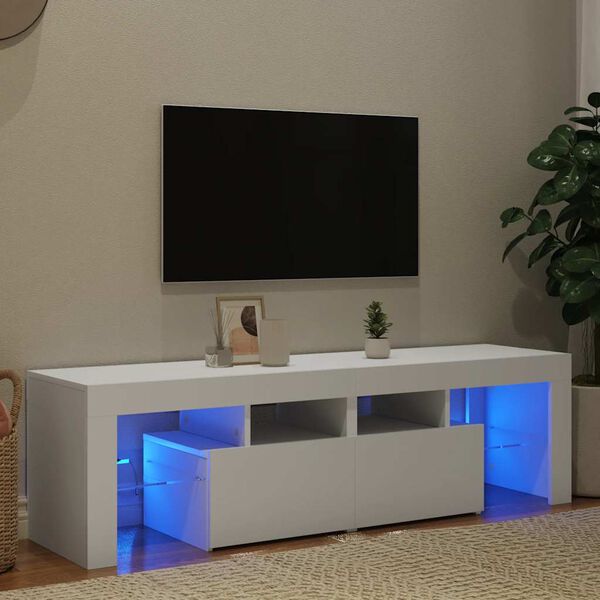 vidaXL Comodă TV cu lumini LED, alb, 140x36,5x40 cm