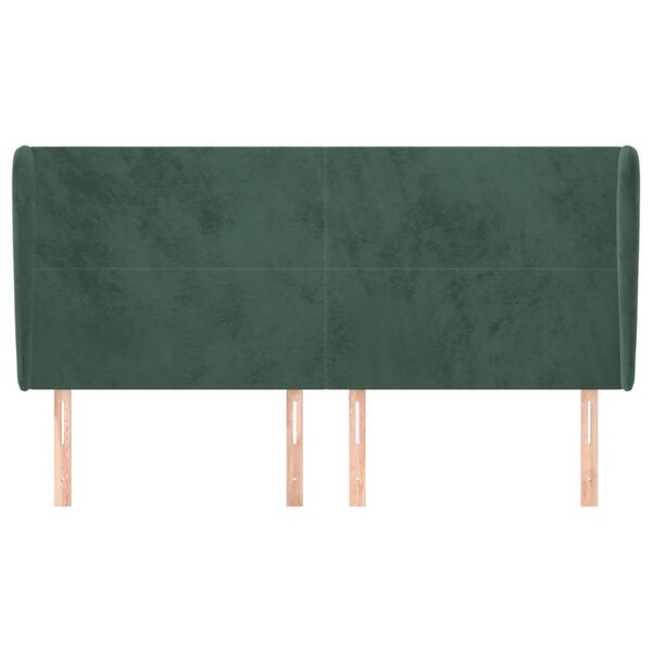 vidaXL Tăblie pat cu aripioare verde &icirc;nchis 203x23x118/128cm catifea