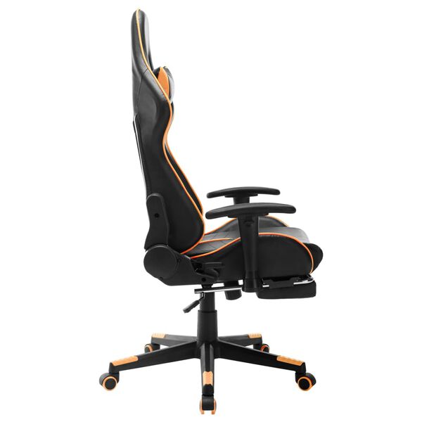 vidaXL Scaun gaming cu suport picioare, negru/oranj, piele ecologică
