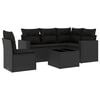 vidaXL Set mobilier de grădină cu perne, 6 piese, negru, poliratan