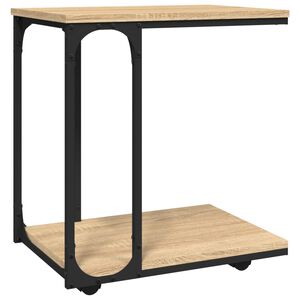 vidaXL Masă laterală cu roți stejar sonoma 50x35x55,5cm lemn prelucrat