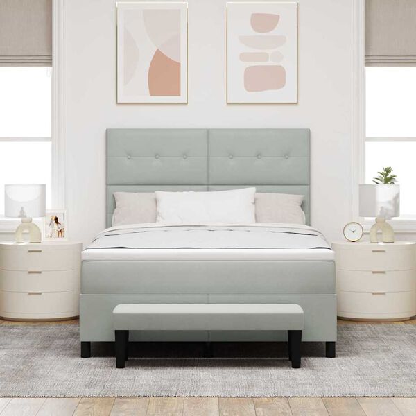 vidaXL Pat cu arcuri cu saltea Gri deschis 140 x 200 cm Catifea