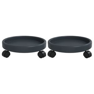 vidaXL Cărucioare pentru plante cu roți 2 buc. gri diametru 34cm 35kg
