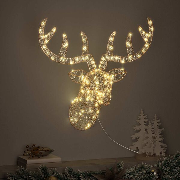 vidaXL Sanie cu ren cu 140 LED Alb cald 68 x 36.5 x 62.5 cm PET