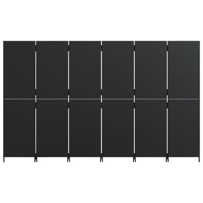 vidaXL Separator de cameră cu 6 panouri, negru, poliratan