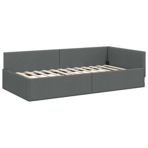 vidaXL Cadru de pat colțar Gri &icirc;nchis 100 x 203 cm țesătură