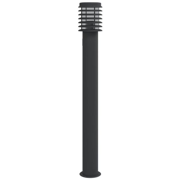 vidaXL Lampă exterioară de podea cu priză, negru, 110 cm, oțel inox