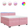 vidaXL Pat box spring cu saltea, roz, 200x200 cm, catifea