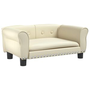 vidaXL Pat de c&acirc;ini, crem, 70x45x30 cm, piele ecologică