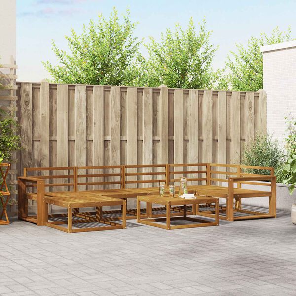 vidaXL Set de canapele de exterior 7 pcs natural Lemn Solid de Acacia