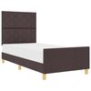 vidaXL Cadru de pat cu headboard Maro &icirc;nchis 100 x 200 cm țesătură