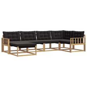 vidaXL Set de canapele de exterior 6 buc. Alb și negru