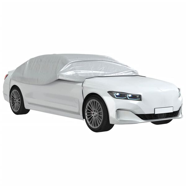 vidaXL Husă auto parțială, cu c&acirc;rlige, argintiu, XL, PEVA