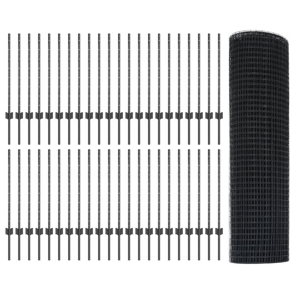 vidaXL Gard cu St&acirc;lp Gri 0,8 x 100 m Oțel și PVC