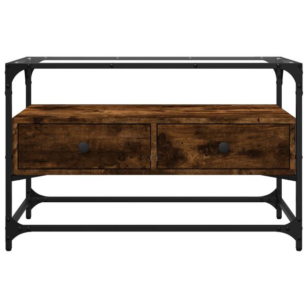 vidaXL Dulap TV blat sticlă stejar fumuriu 80x35x51 cm lemn prelucrat
