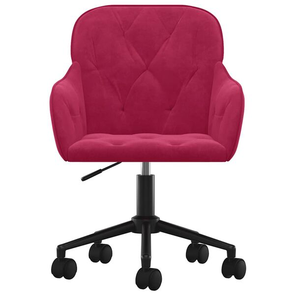 vidaXL Scaune de bucătărie pivotante, 2 buc., roșu vin, catifea