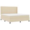 vidaXL Pat cu arcuri cu saltea cu headboard Crem 180 x 200 cm țesătură