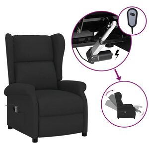 vidaXL Fotoliu rabatabil cu spătar aripi, negru, textil