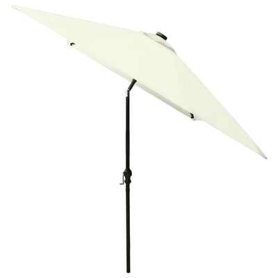 vidaXL Umbrelă de soare cu stâlp din oțel & LED-uri, nisipiu, 2x3 m