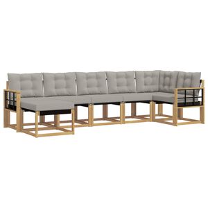 vidaXL Set de canapele de exterior cu pernă 7 pcs Alb și gri deschis
