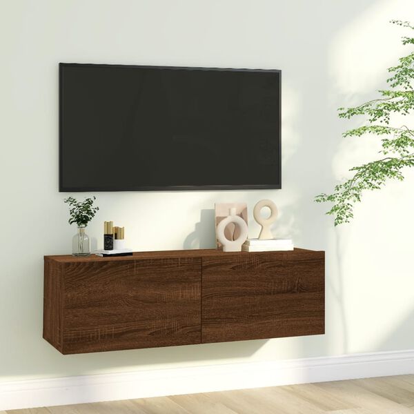 vidaXL Comodă TV de perete, stejar maro, 100x30x30 cm, lemn prelucrat