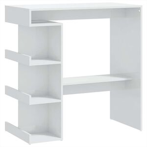 vidaXL Masă bar cu raft depozitare alb extralucios 100x50x101,5cm lemn