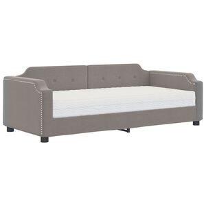 vidaXL Pat de zi cu saltea, gri taupe, 90x200 cm, textil