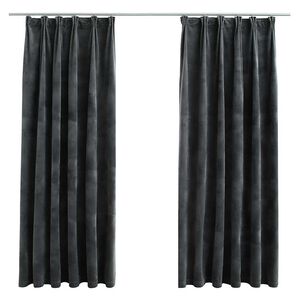 vidaXL Draperii opace, 2 buc., antracit, 140x175 cm, catifea, c&acirc;rlige