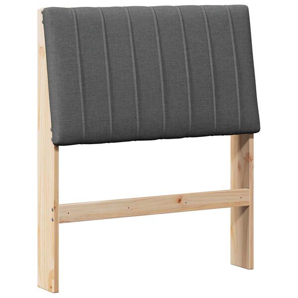 vidaXL Tăblie tapițată Gri &icirc;nchis 75 cm Lemn de pin masiv