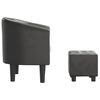 vidaXL Fotoliu tip cuvă cu taburet, gri, piele ecologică