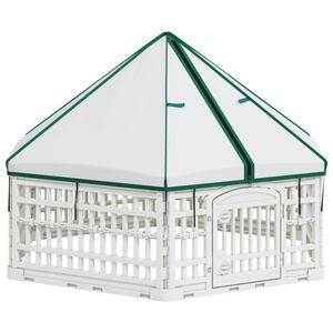 vidaXL Cerc pentru c&acirc;ini cu 6 panouri 122 x 106,5 x 82 cm Plastic Alb