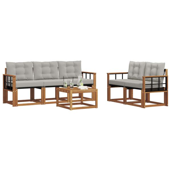 vidaXL Set de canapele de exterior 6 pcs Gri natural și deschis