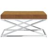 vidaXL Bancă, maro, catifea și oțel inoxidabil