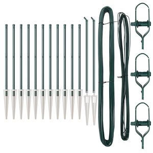 vidaXL Stâlpi de Gard Manual 13 pcs Verde Ø32mm 100 cm Oțel galvanizat
