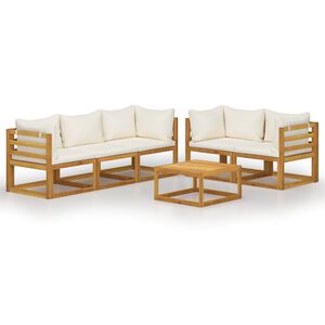 vidaXL Set mobilier grădină cu perne, 6 piese, crem, lemn masiv acacia