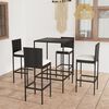 vidaXL Set mobilier bar de grădină cu perne, 5 piese, negru, poliratan