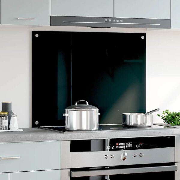 vidaXL Panou antistropi de bucătărie, negru 80x60 cm sticlă securizată