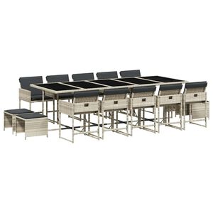 vidaXL Set mobilier de grădină cu perne 15 piese gri deschis poliratan