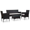 vidaXL Set mobilier de grădină cu perne, 4 piese, negru, poliratan