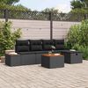 vidaXL Set de canapele pentru grădină cu pernă 6 pcs Negru Rattan poli
