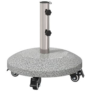 vidaXL Bază de parasol din granit cu roți pentru st&acirc;lp de 4-5 cm Gri
