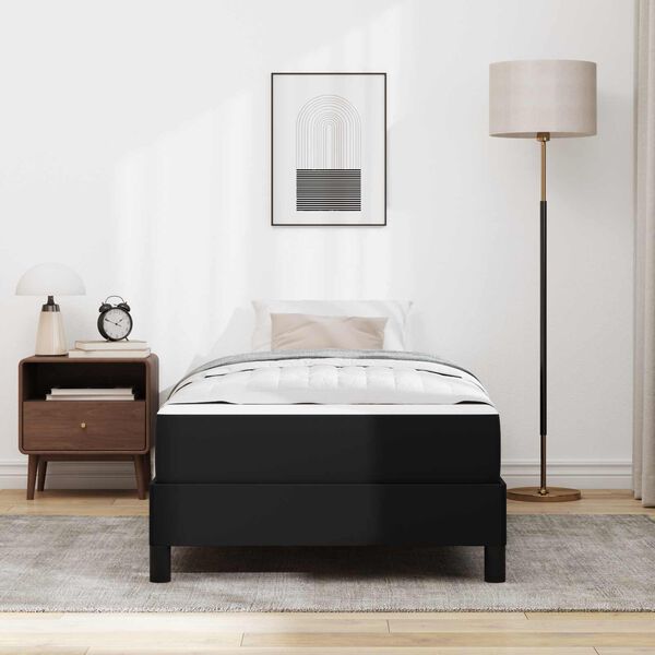 vidaXL Cadru de pat cu saltea Negru 90 x 200 cm țesătură