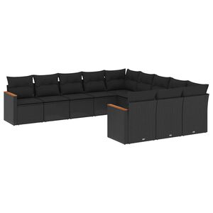 vidaXL Patio Sofa Set 11-Locuri Black