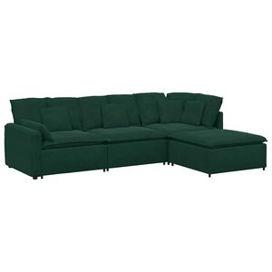vidaXL Canapea modulară cu taburet și perne, catifea, verde &icirc;nchis
