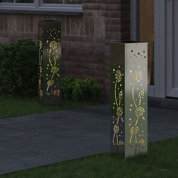 vidaXL Lumină LED Solară pentru Alei 2 pcs Ruginit Galvanizat